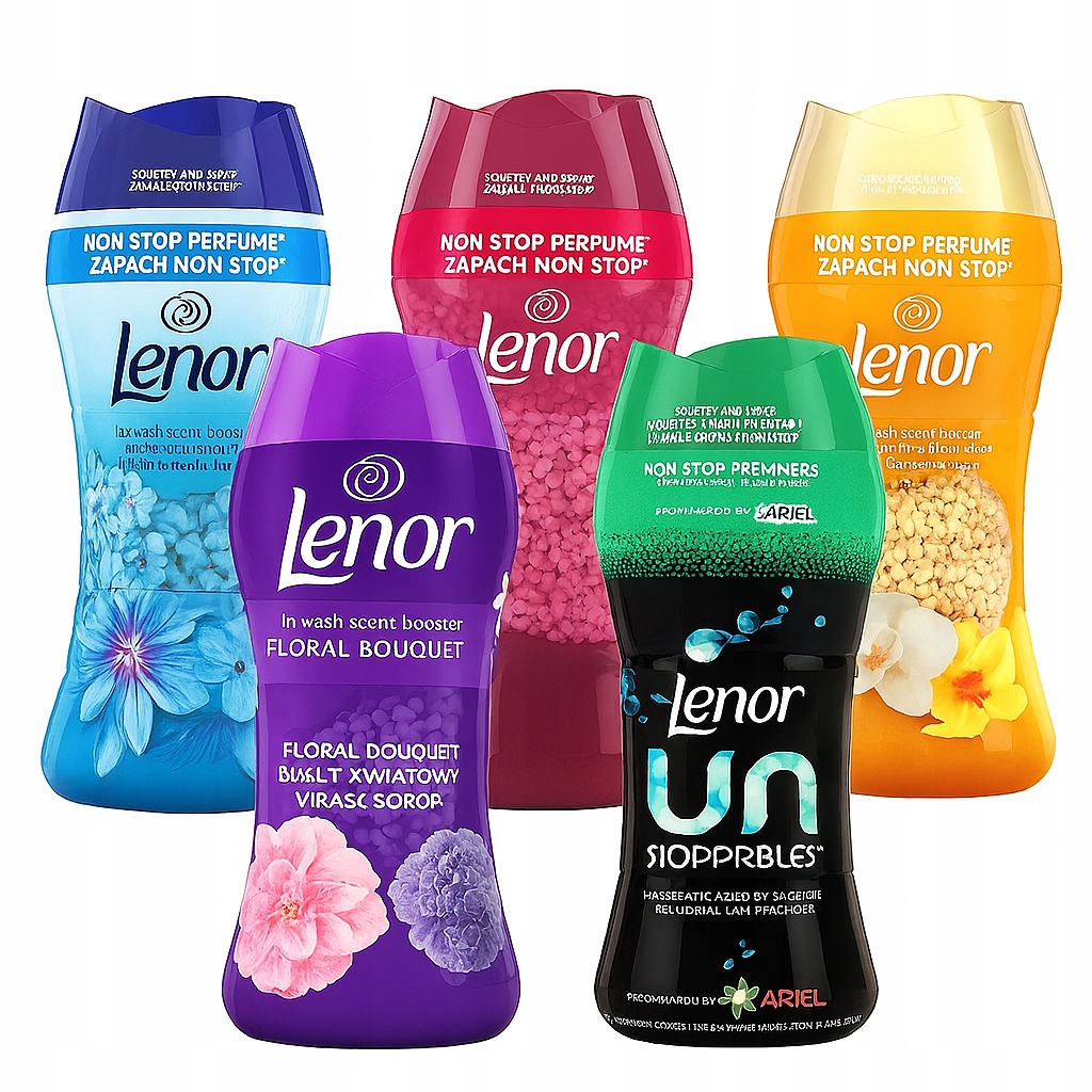 5 x Lenor Unstoppables Perličky vonné granule na praní Set MIX 975 g