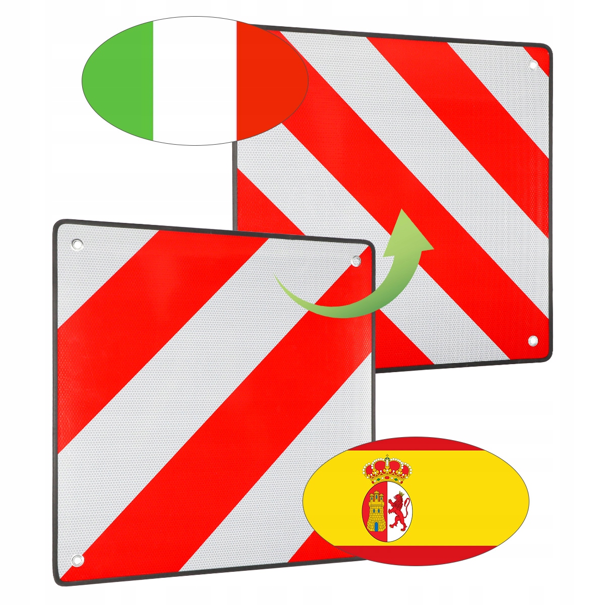 2 V 1 Výstražná Tabule Itálie Španělsko 50x50 cm