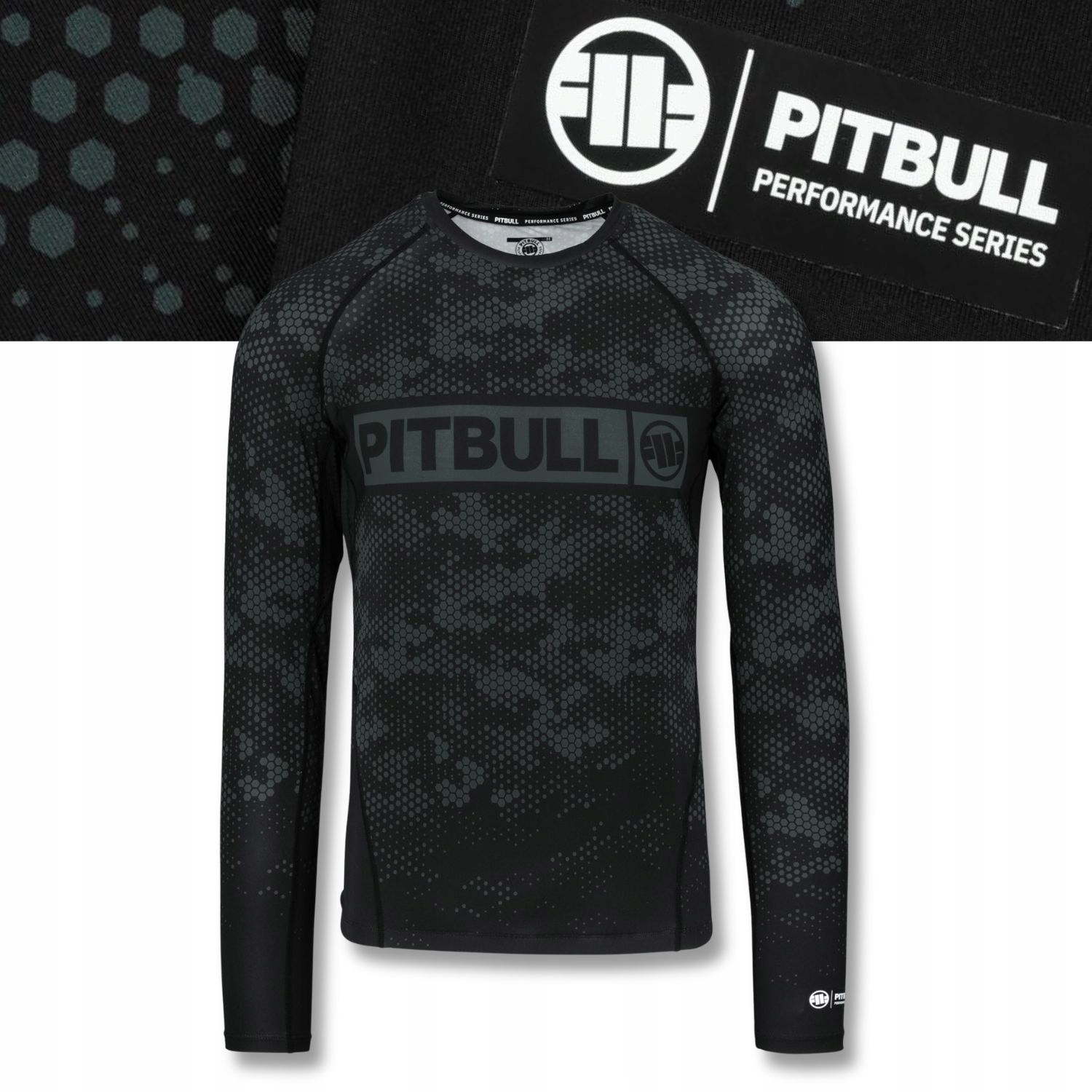 Pánský dlouhý rukáv Rashguard Pitbull technické tričko Hex Camo Hilltop
