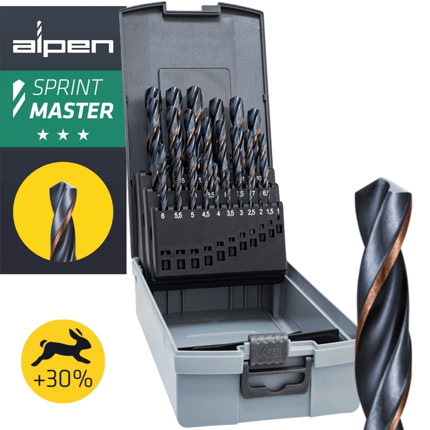 Alpen zestaw, wiertła do metalu fi 1-13 mm Sprint Master Kp 25 sztuk Hss