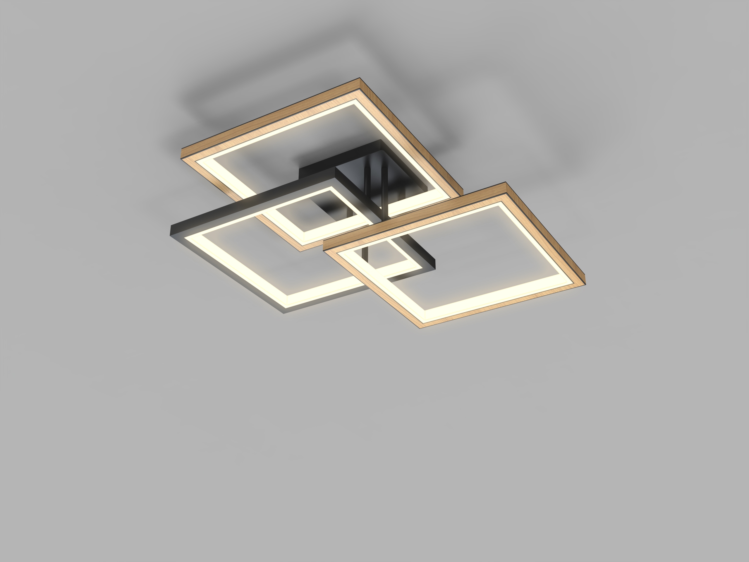 Stropná lampa Matera Tri štvorcové moduly, moderný dizajn