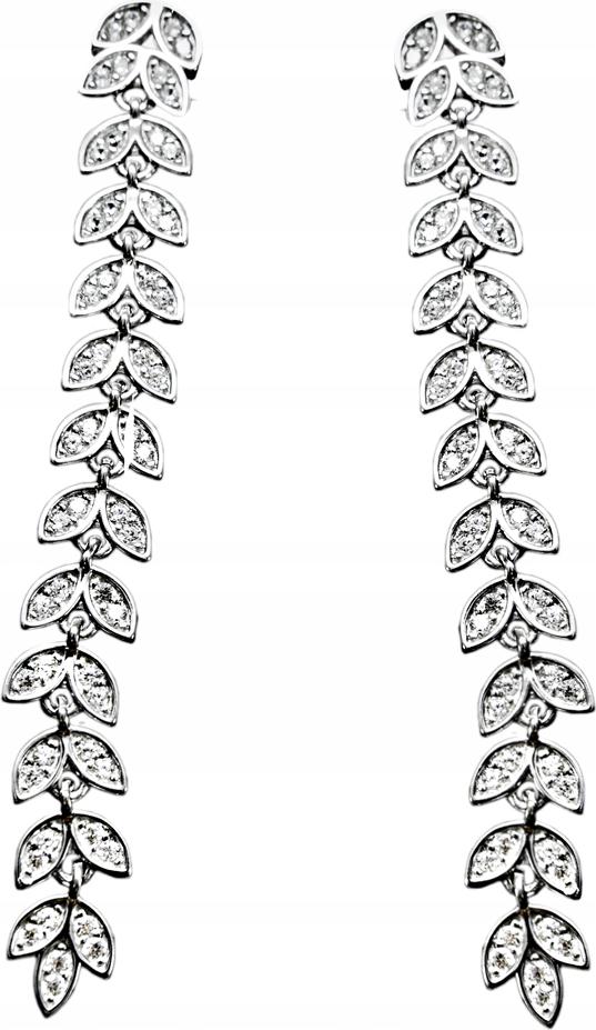 Závěsné náušnice ze stříbra 925, dlouhá větvička s listy, zdobené kubickými zirkony