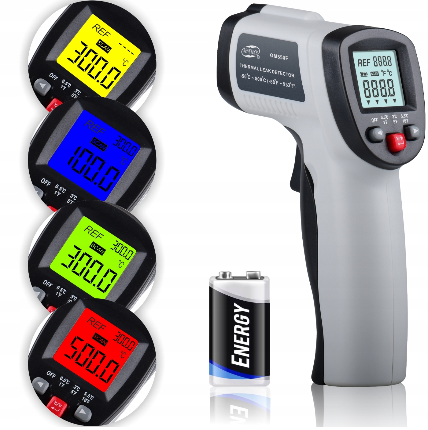 PIROMETR TERMOMETR LASEROWY BEZDOTYKOWY -50°C +500°C