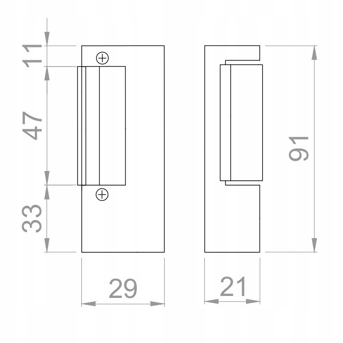 ELEKTROZACZEP 12V AC/DC Z BLACHĄ CZOŁOWĄ DO FURTKI Materiał wykonania stal