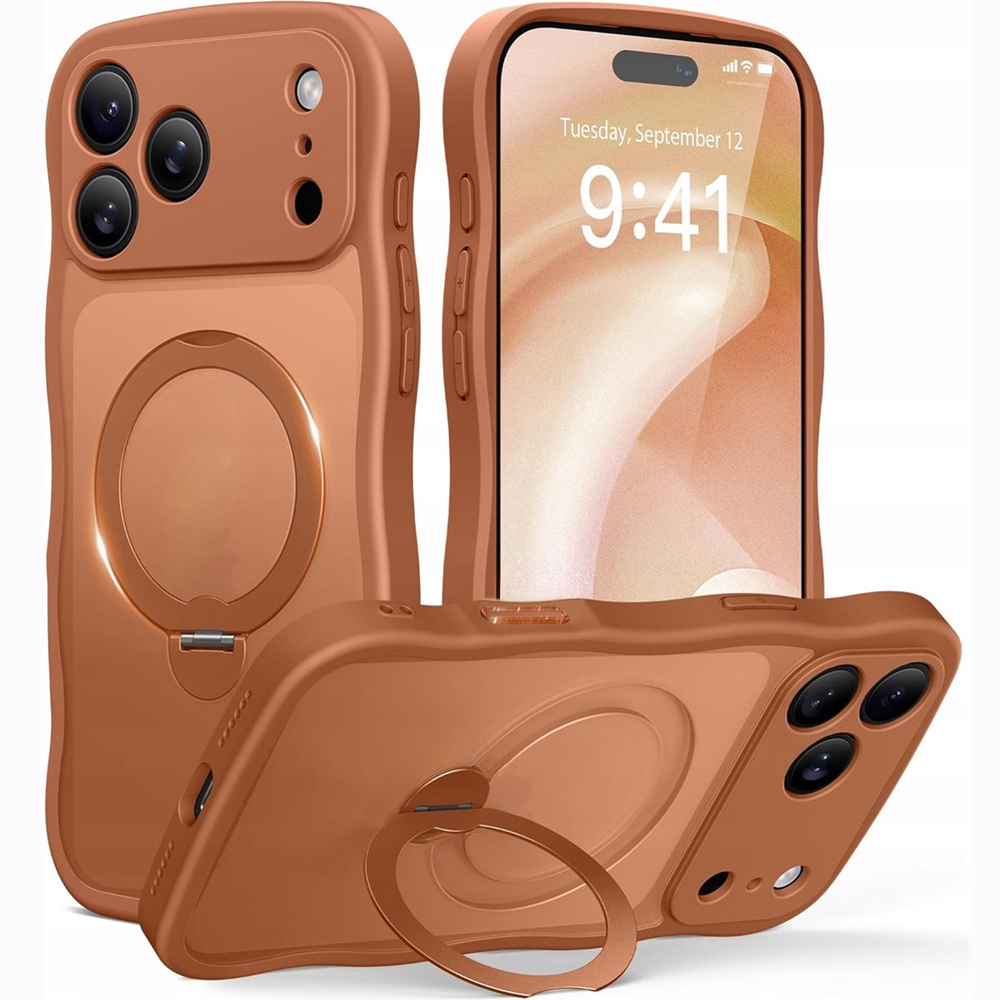 Pouzdro pro iPhone 17 Pro, Spin MagSafe Stand Wave Edge, magnetické, Kryt