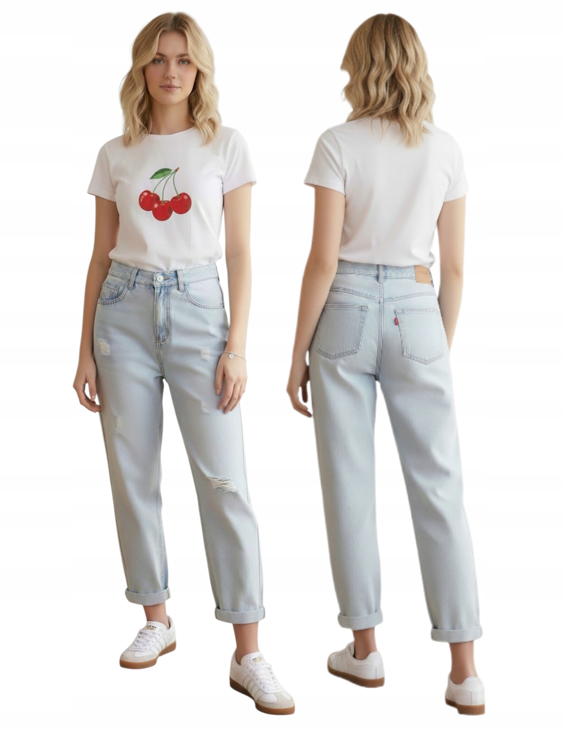 Stylové Boyfriend Kalhoty Světlé Džíny Volné Oděrky vel. M 38