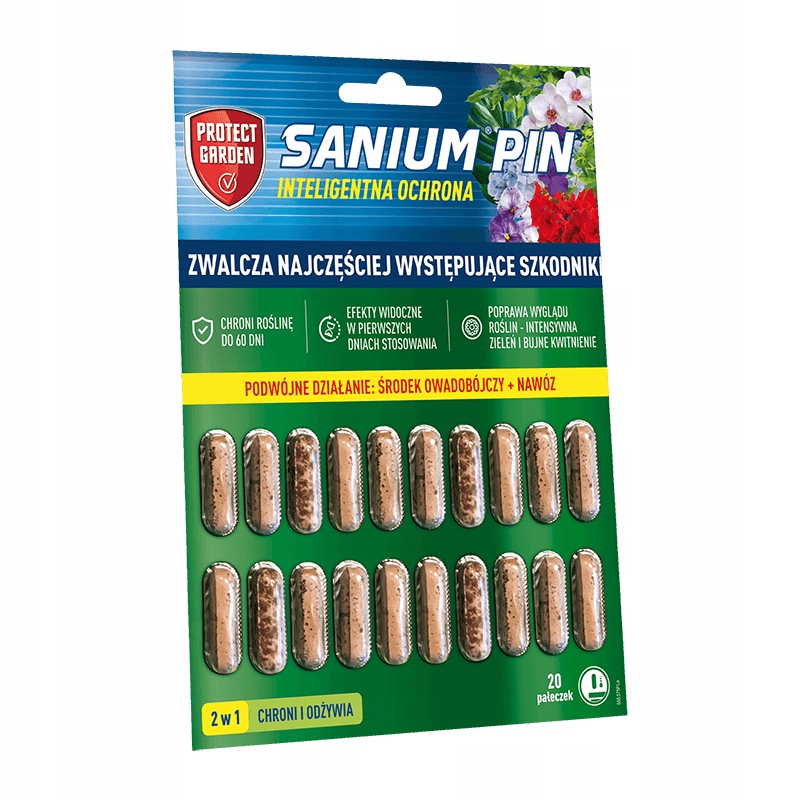 SANIUM PIN 2w1 PAŁECZKI +NAWÓZ DO ROŚLIN ZIELONYCH Stan opakowania oryginalne
