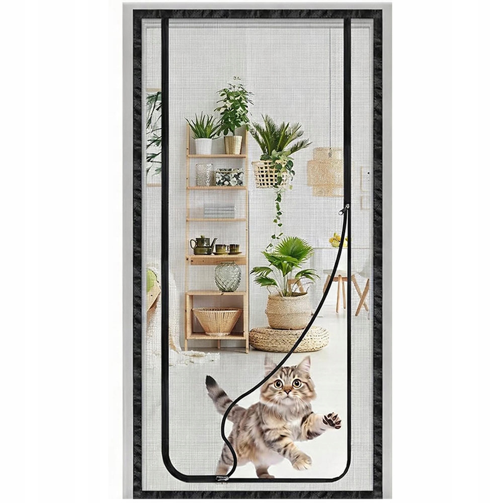Moskytiéra Síťka Na Dveře Balkon Černá Pro Kočku Psa 81 X 204 CM Zesílená