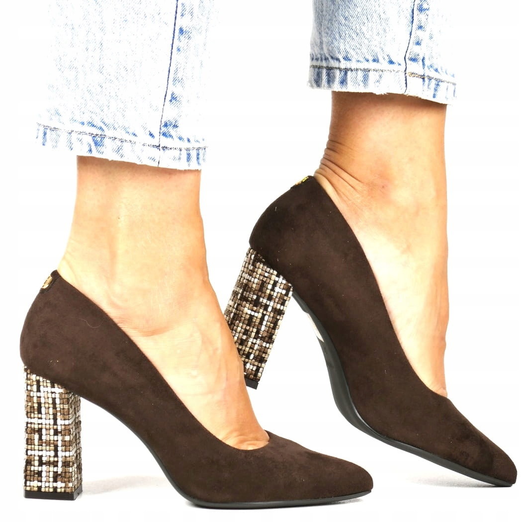 iButy Lodičky Na Tlustém Semišovém Sloupku Hnědé Čokoládové Pohodlné Módní