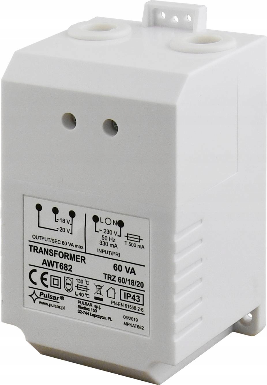 Transformátor Pulsar AWT682 60VA 18V 20V Napájení Ac Na Din Liště