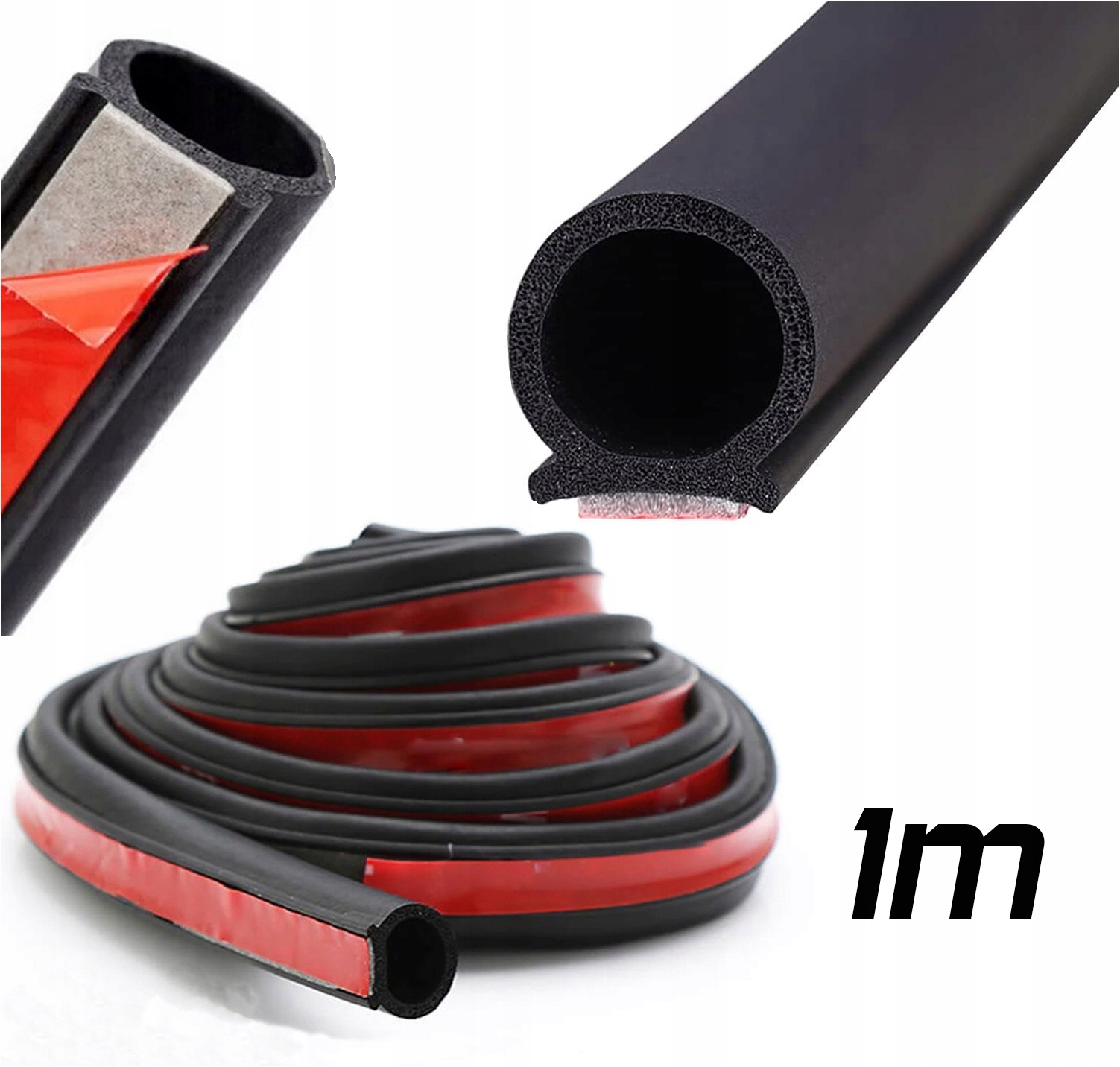 USZCZELKA DO DRZWI OKNA 10x9mm UNIWERSALNA SAMOPRZYLEPNA CZARNA TYP O 1m