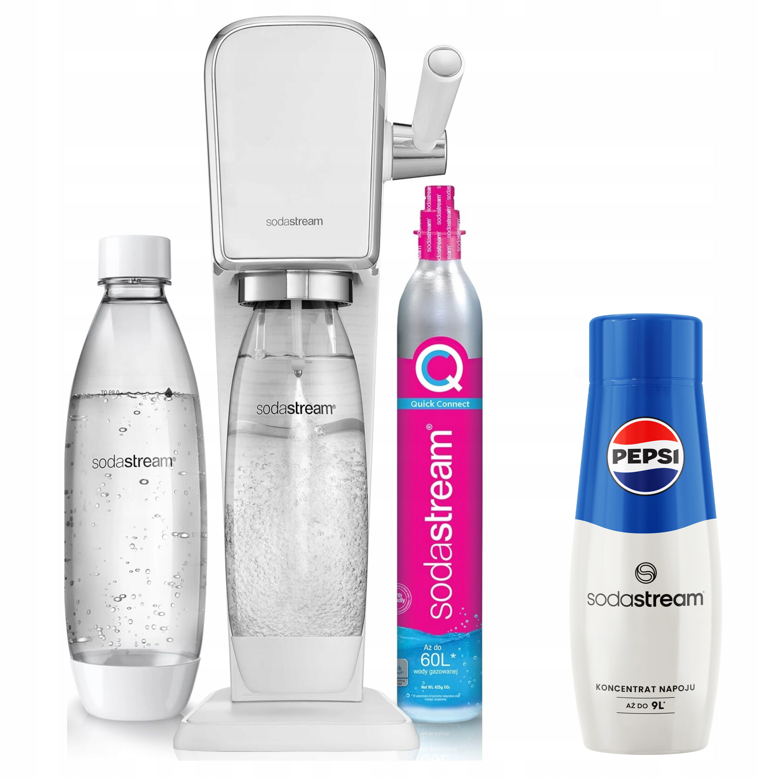 Sodastream Výrobník Sody Art bílý pro plynování vody koncentrát sirupu Pepsi