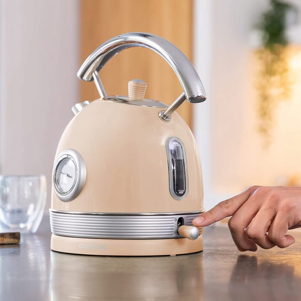 CECOTEC Czajnik Elektryczny 1,8L 2200W Stalowy Vintage Styl Beżowy — miniatura 6