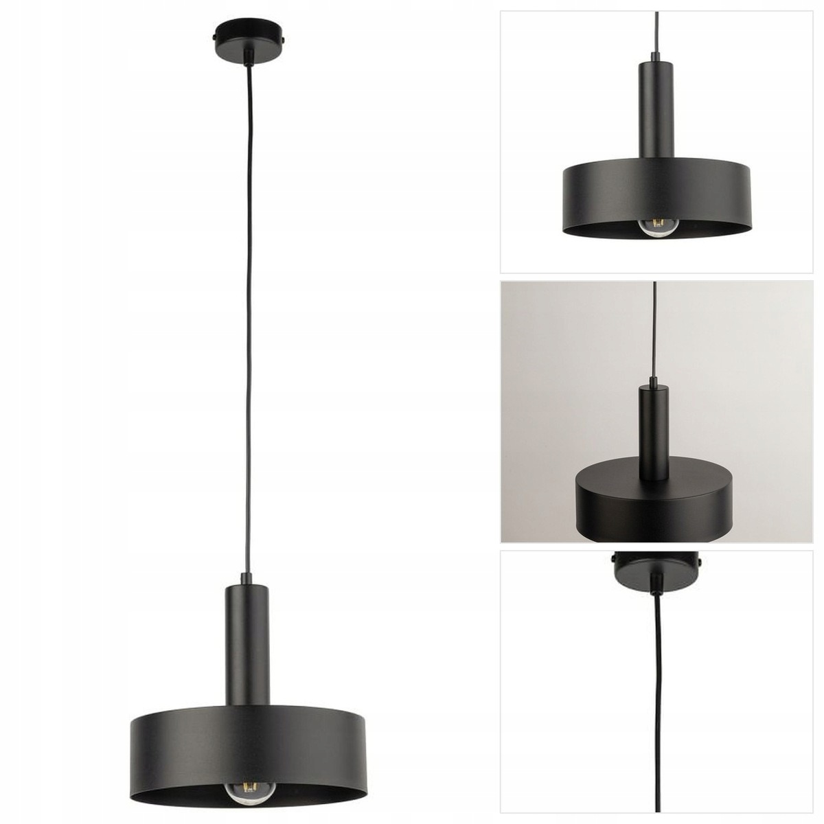 Černá závěsná lampa Vitrum s jemným leskem nad jídelním stolem Sigma Lighting