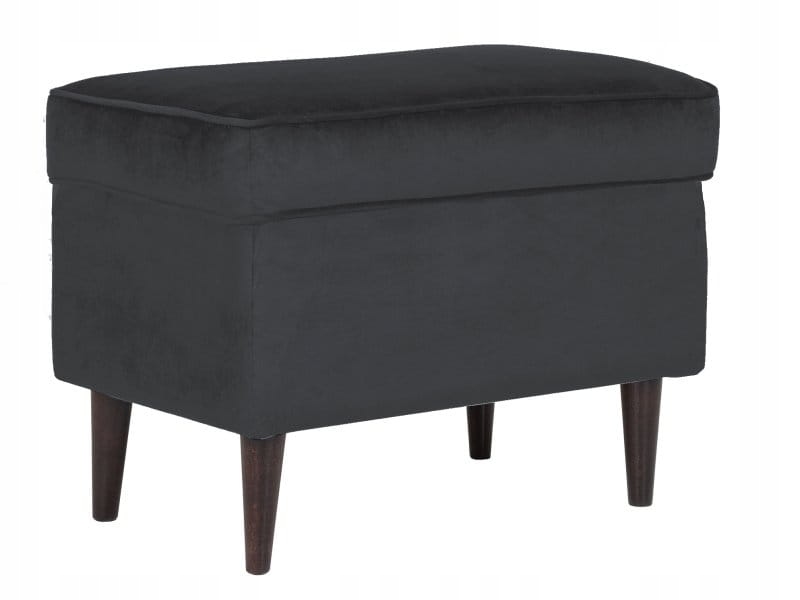 Podnóżek do salonu czarny welurowy RON wenge