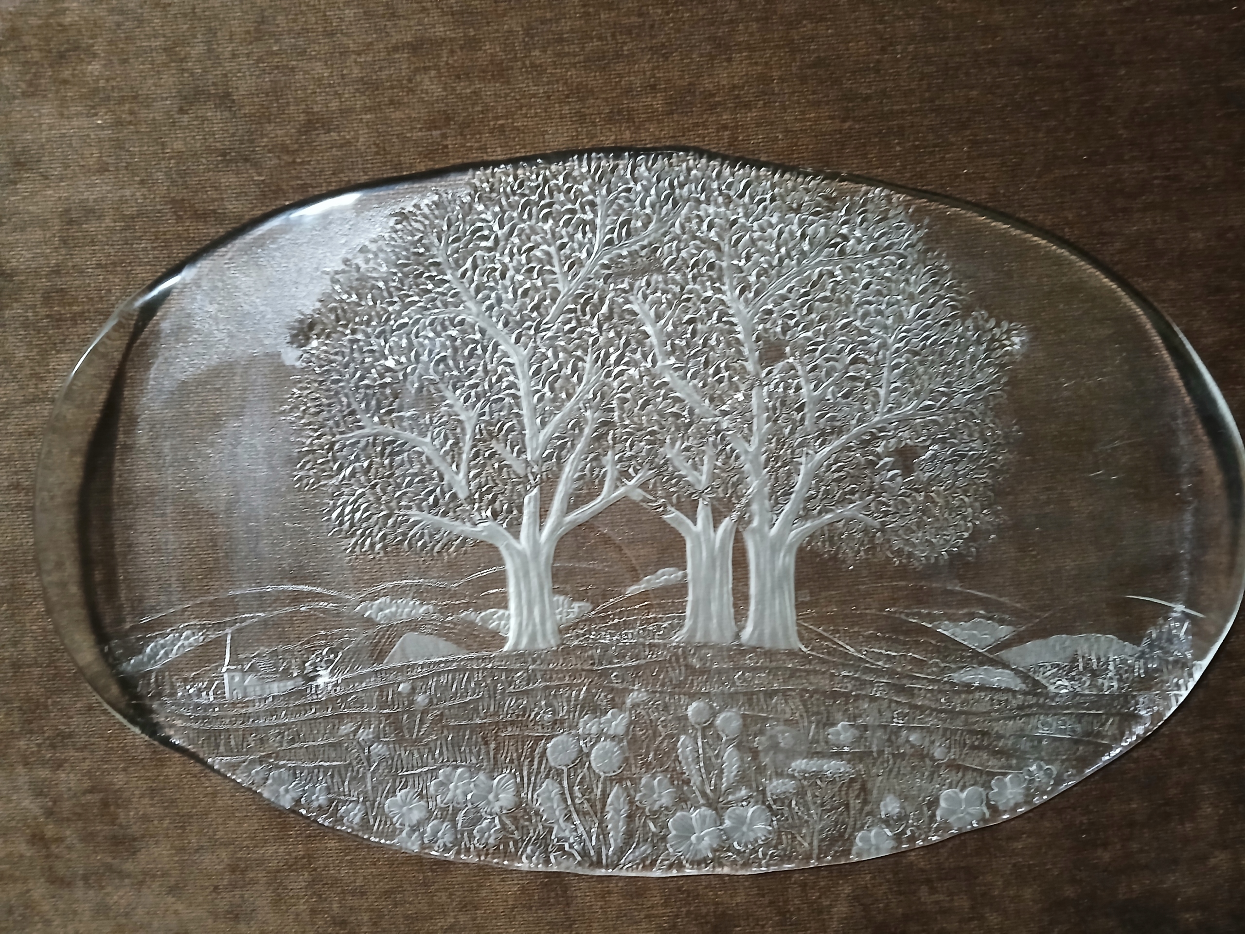 KOSTA BODA PATERA OWALNA SZKLANY PÓŁMISEK SZKŁO SZWECJA VINTAGE 44x27cm