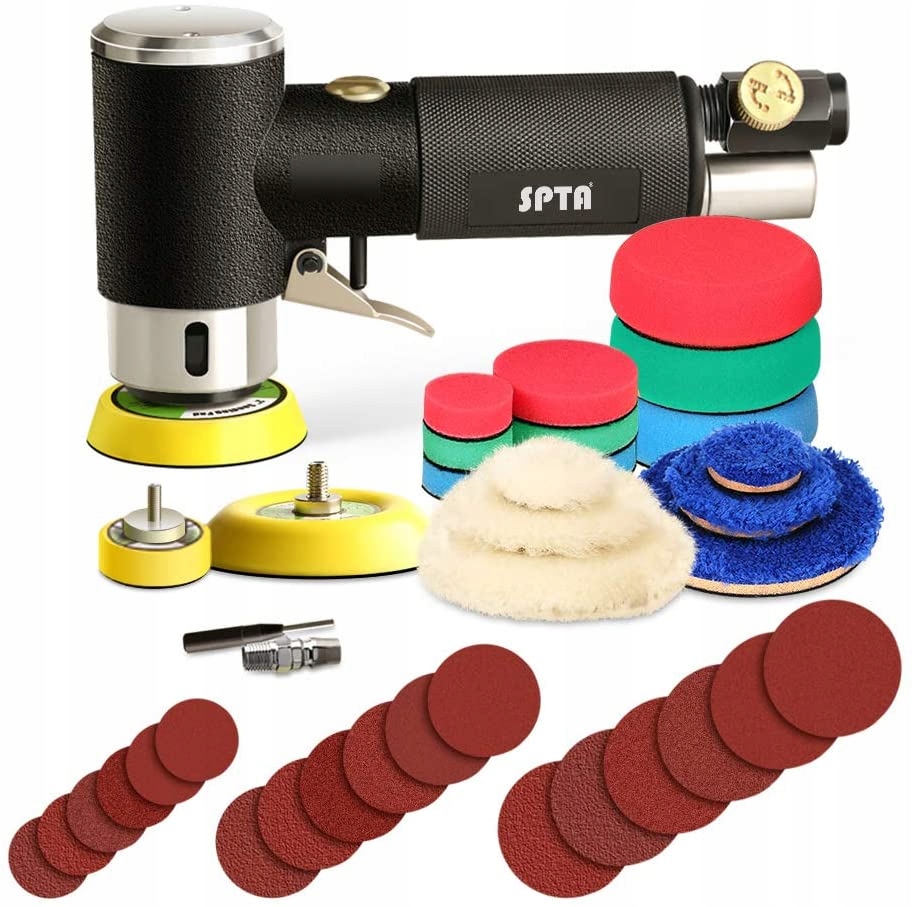 POLERKA SAMOCHODOWA SZLIFIERKA 18x GABKA 18xPAPIER