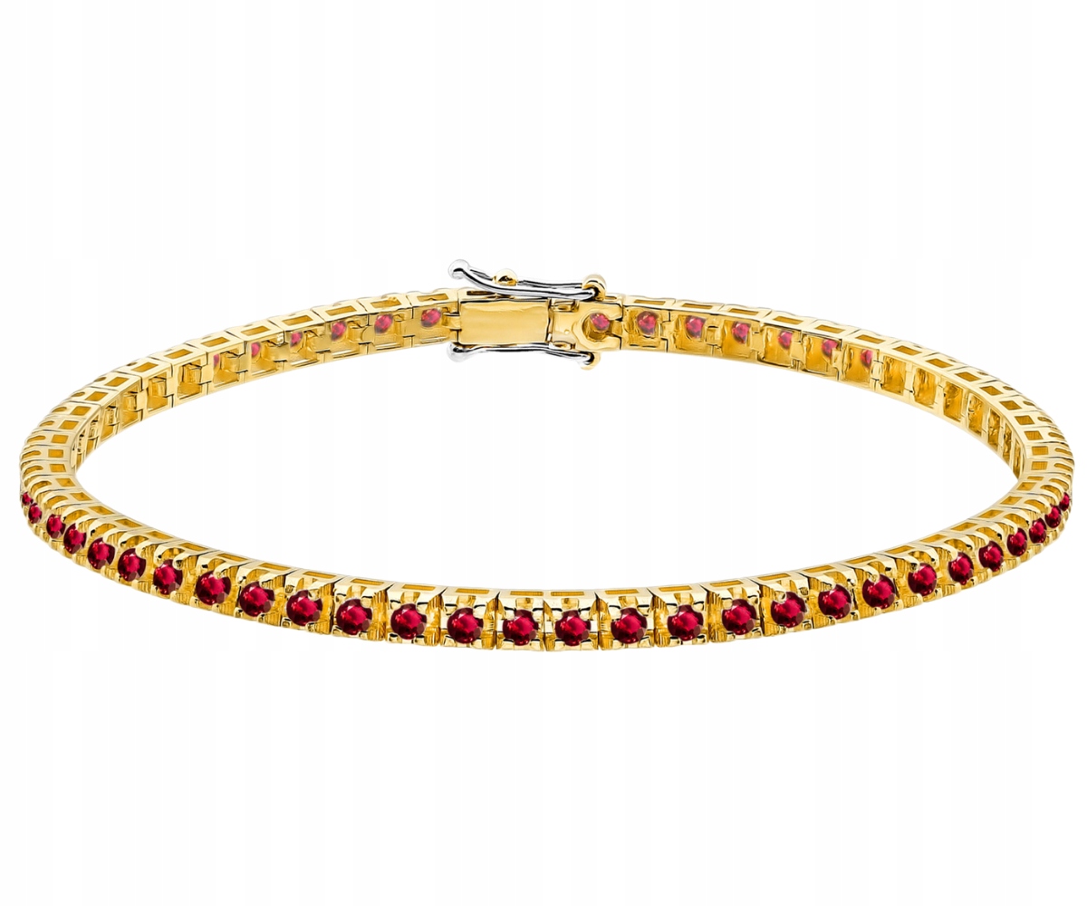 Krásný náramek s přírodními červenými rubíny 2,95 Ct Zlato 585
