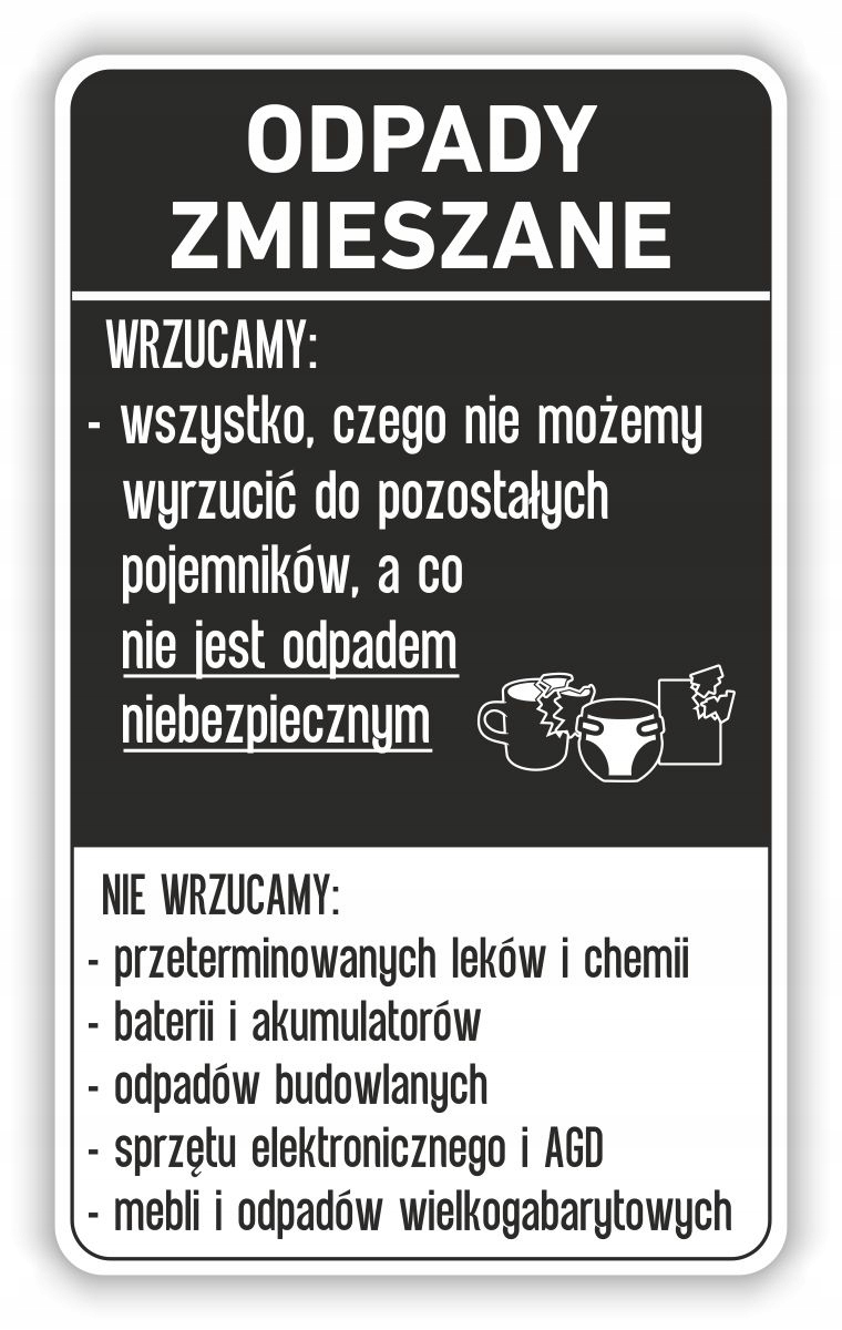

Naklejka Na Kosz kontener Zmieszane segregacja50cm