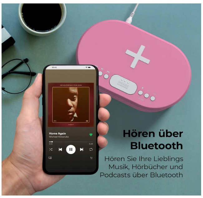 Cyfrowy budzik z radiem, ładowaniem bezprzewodowym (różowy) Model 79239PI/18