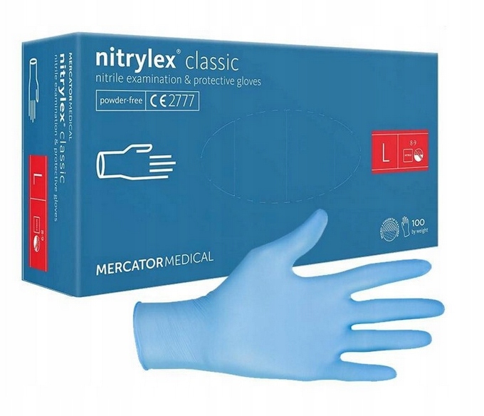 Rękawiczki Rękawice Nitrylowe Mocne Niebieskie L Bezpudrowe