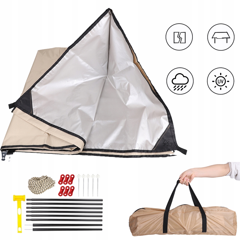 3X3M Osłona Przeciwsłoneczna Na Kemping Wodoodporna Plandeka Kempingowa