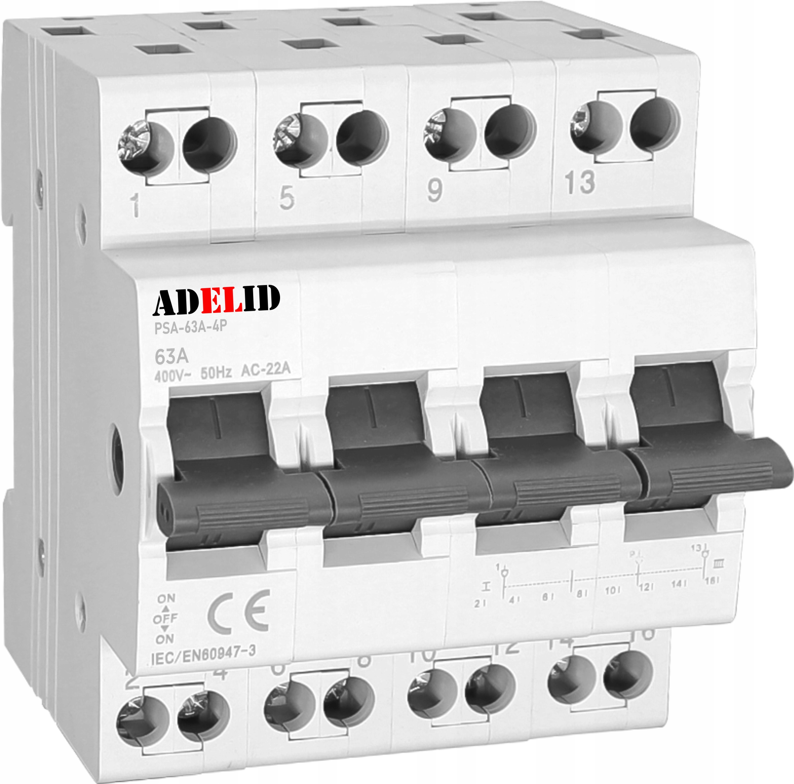 Adelid PSA-63A-4P Přepínač sítí 63A, 1-0-2, 4P