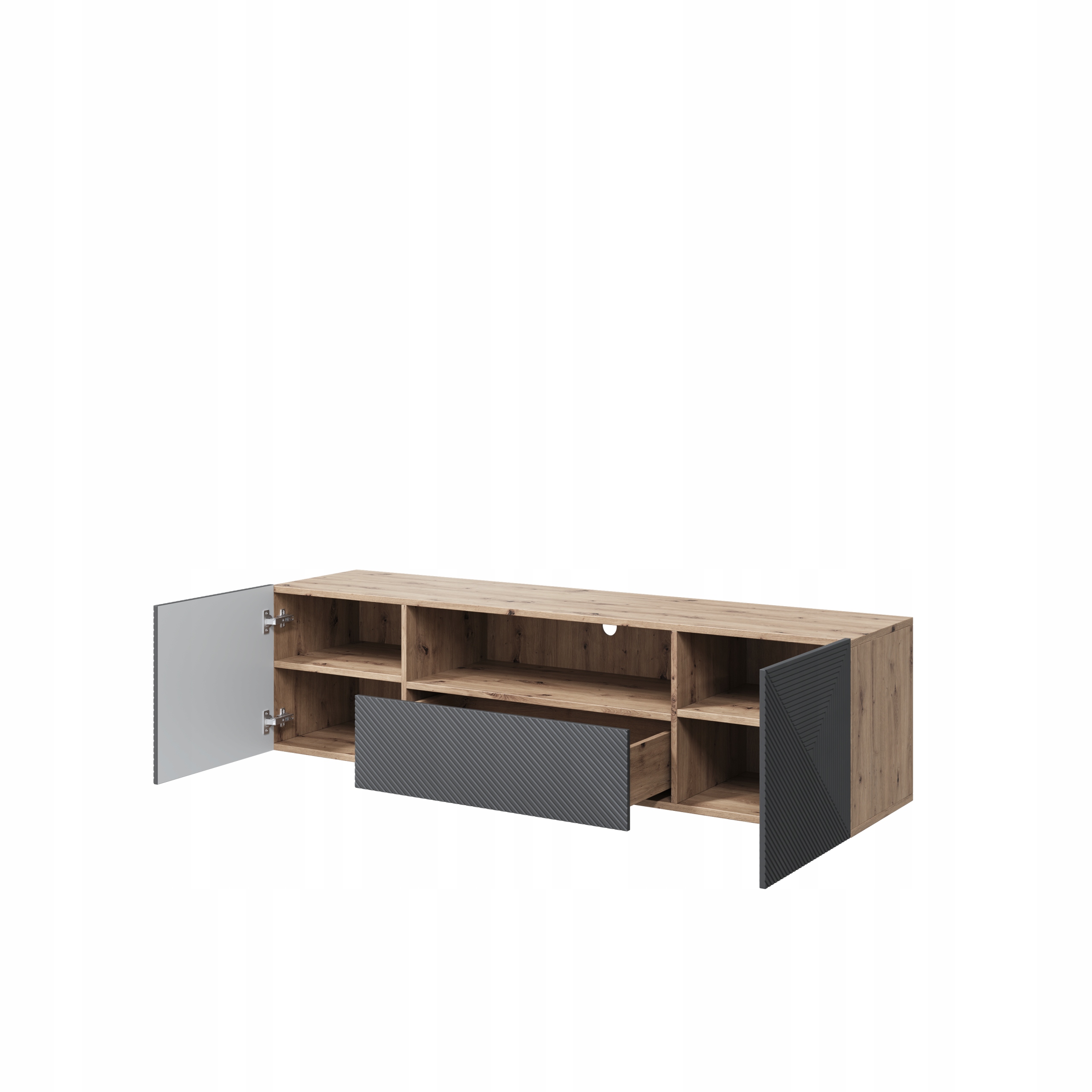 SAFKA PÓŁKA RTV WISZACA POD TELEWIZOR do salonu Asha LOFT DĄB ARTISAN 167CM Głębokość mebla 40 cm