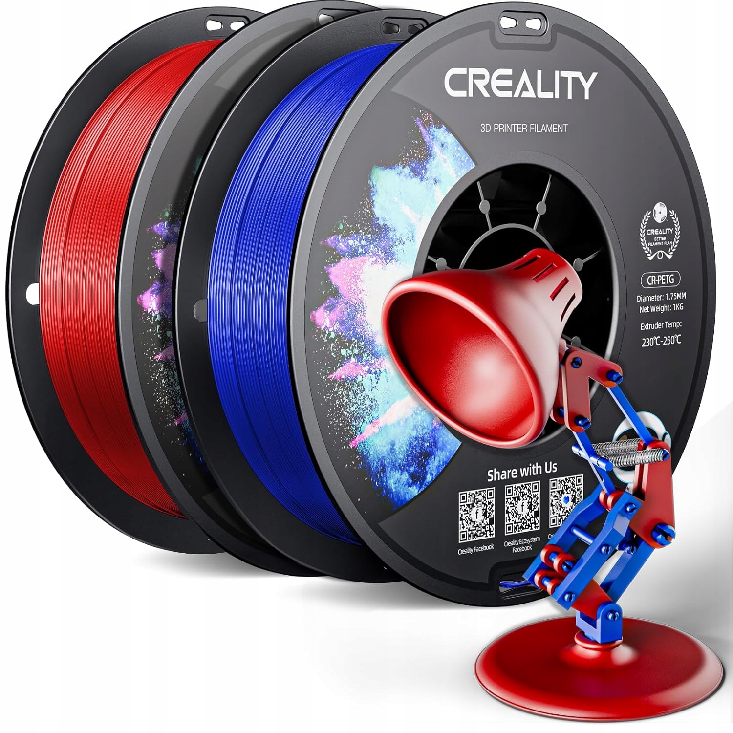 Creality Petg filament 1.75mm 2kg czerwony niebieski wysoka precyzja