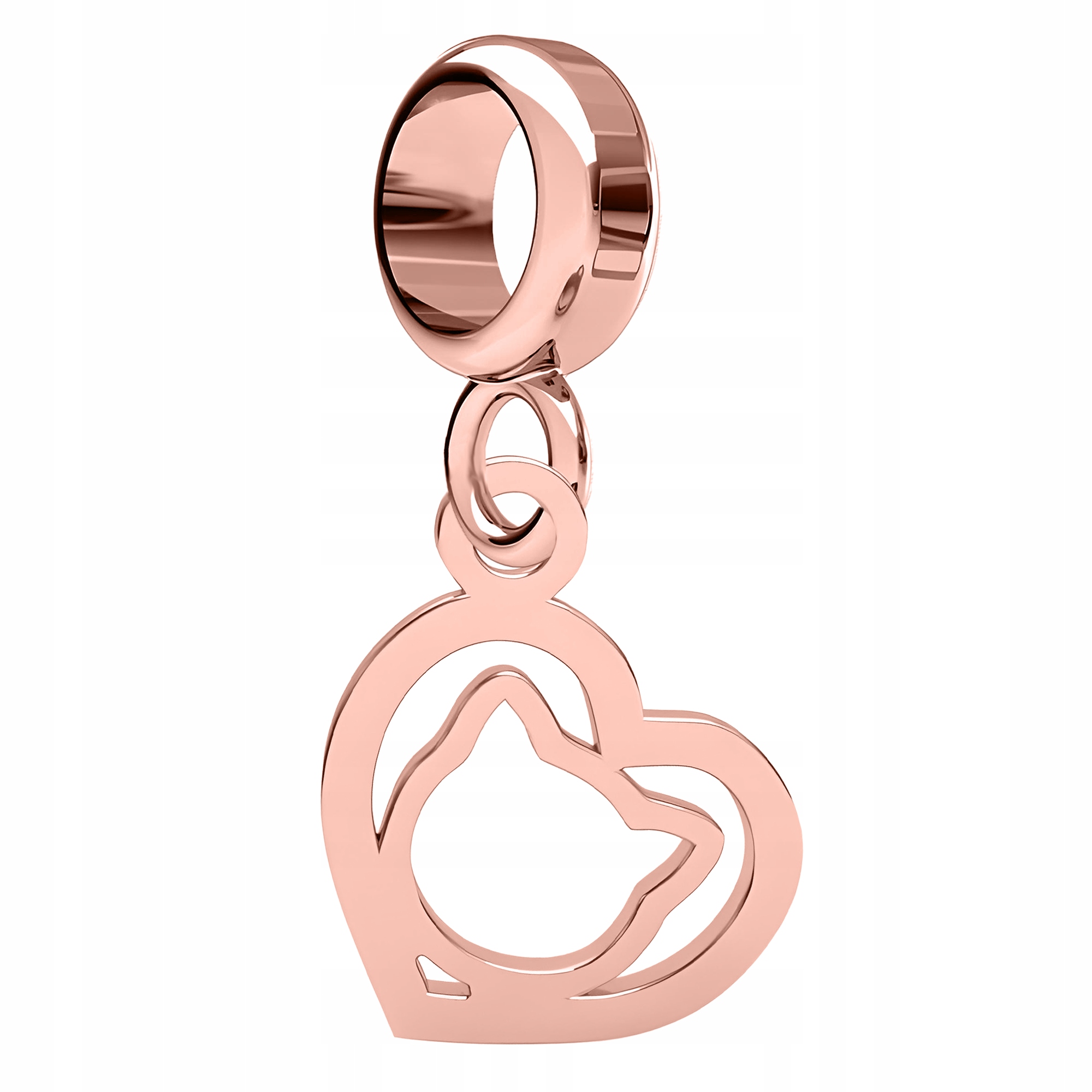 Charms Pozlacené malé srdce s kočkou Kočka Kotě Kočka Srdíčko Stříbro 925