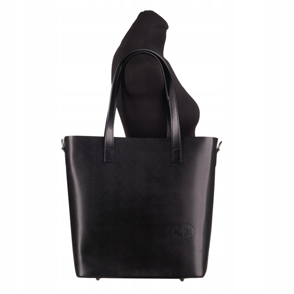 Czarna Torebka Skóra Naturalna Shopper A4 XL Torba Vera Pelle
