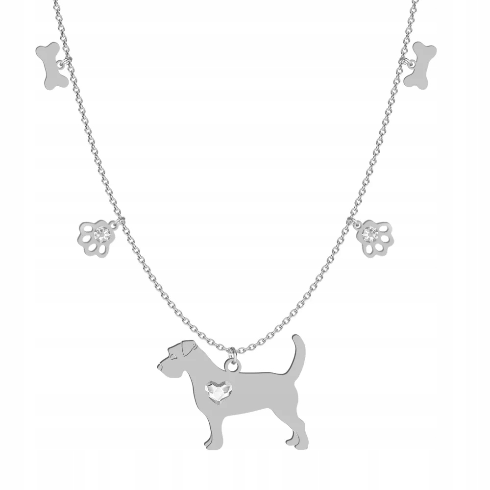 Stříbrný náhrdelník Jack Russell Terrier Hrubosrstý 925 Řetízek Gravírování