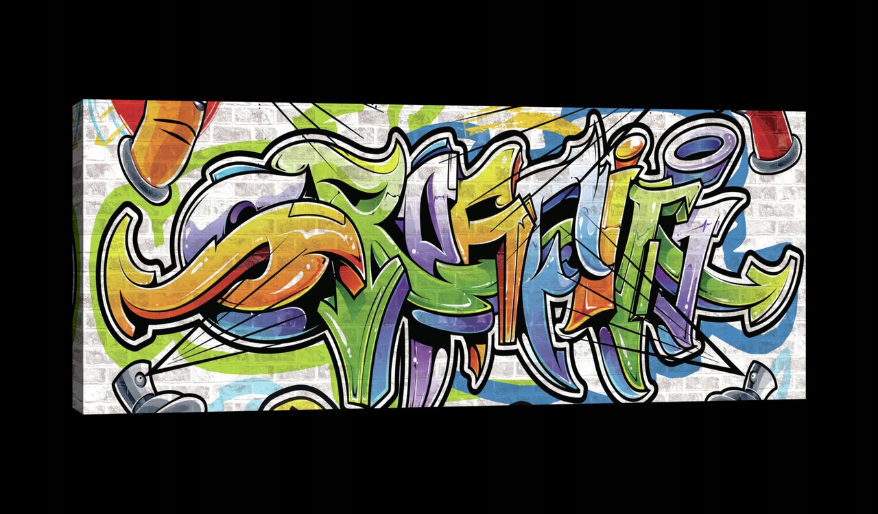 Obraz 145x45 Graffiti street-art městský obraz zářivý dynamický umění