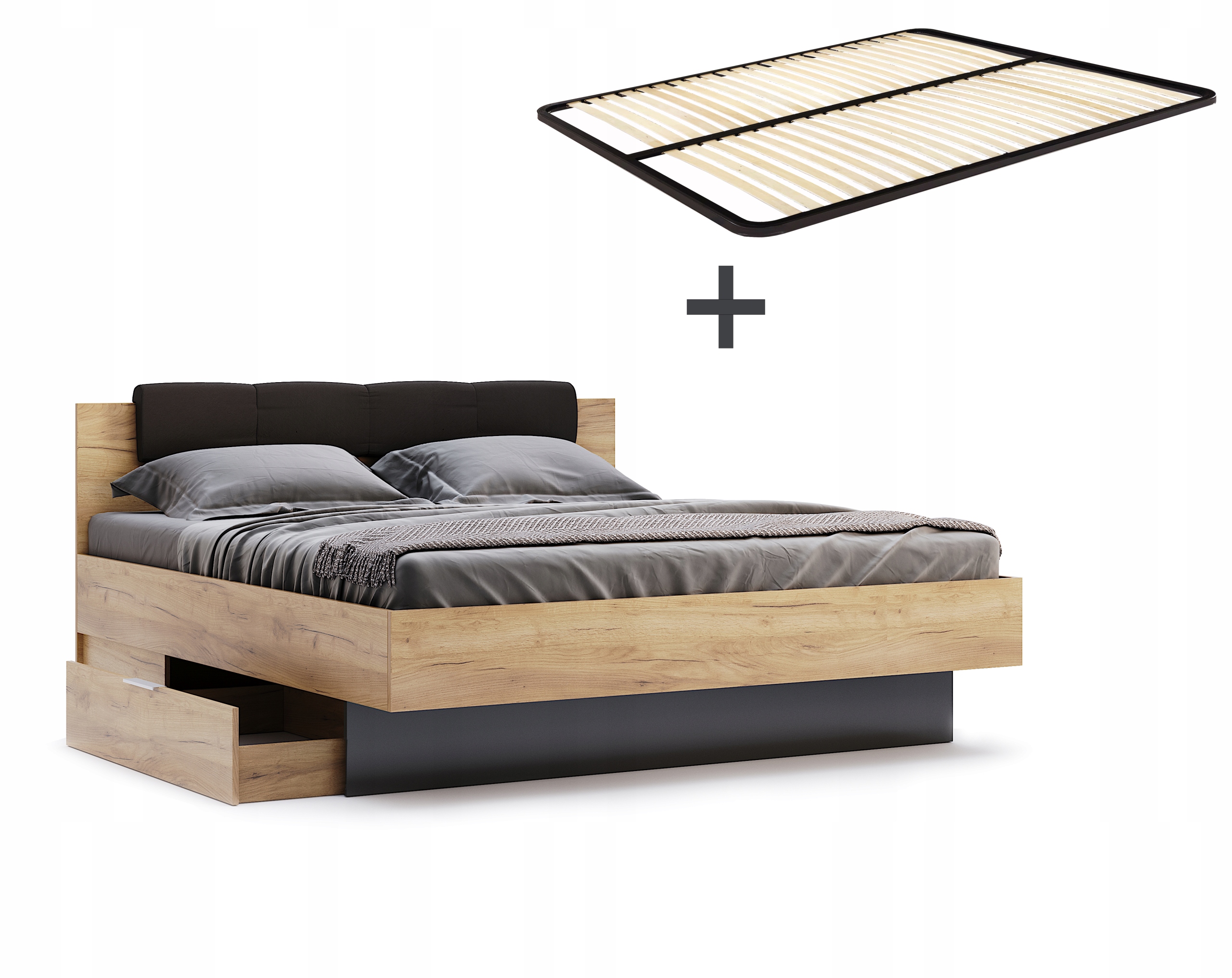 

Duże Łóżko Połysk 160 cm podświetlane Led Stelaż