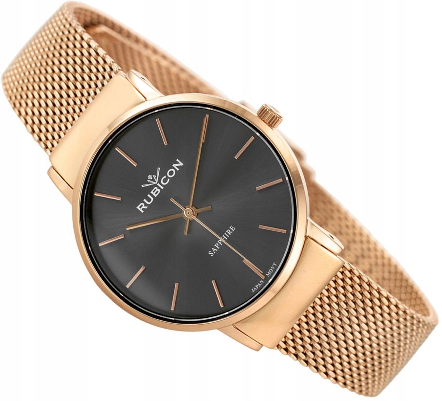 Elegantní Dámské Hodinky Rubicon RNBE28 Safír Mesh Slim Pouzdro Krabička