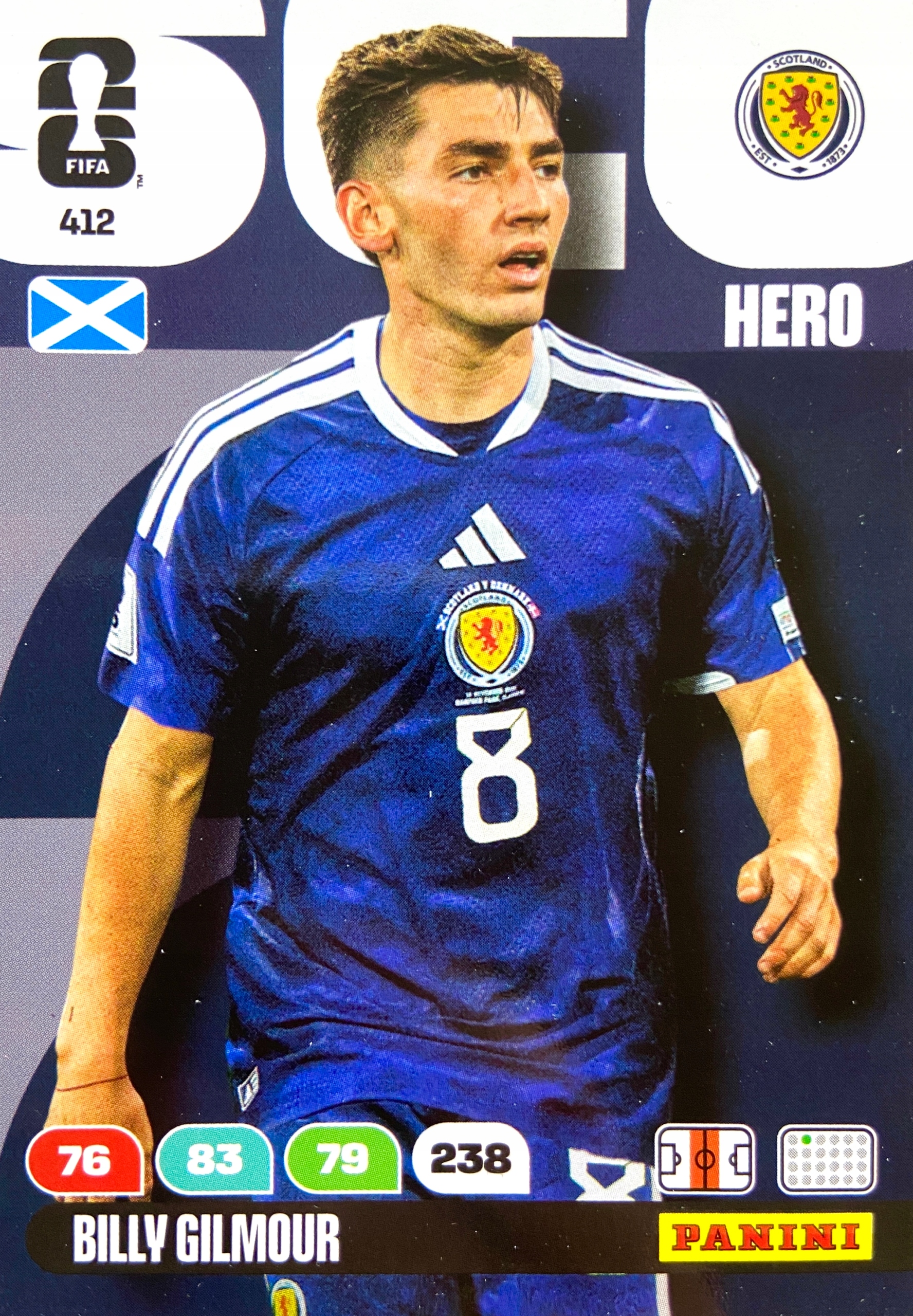 Panini Fifa World Cup 2026 karta piłkarska Hero 412 Billy Gilmour Szkocja