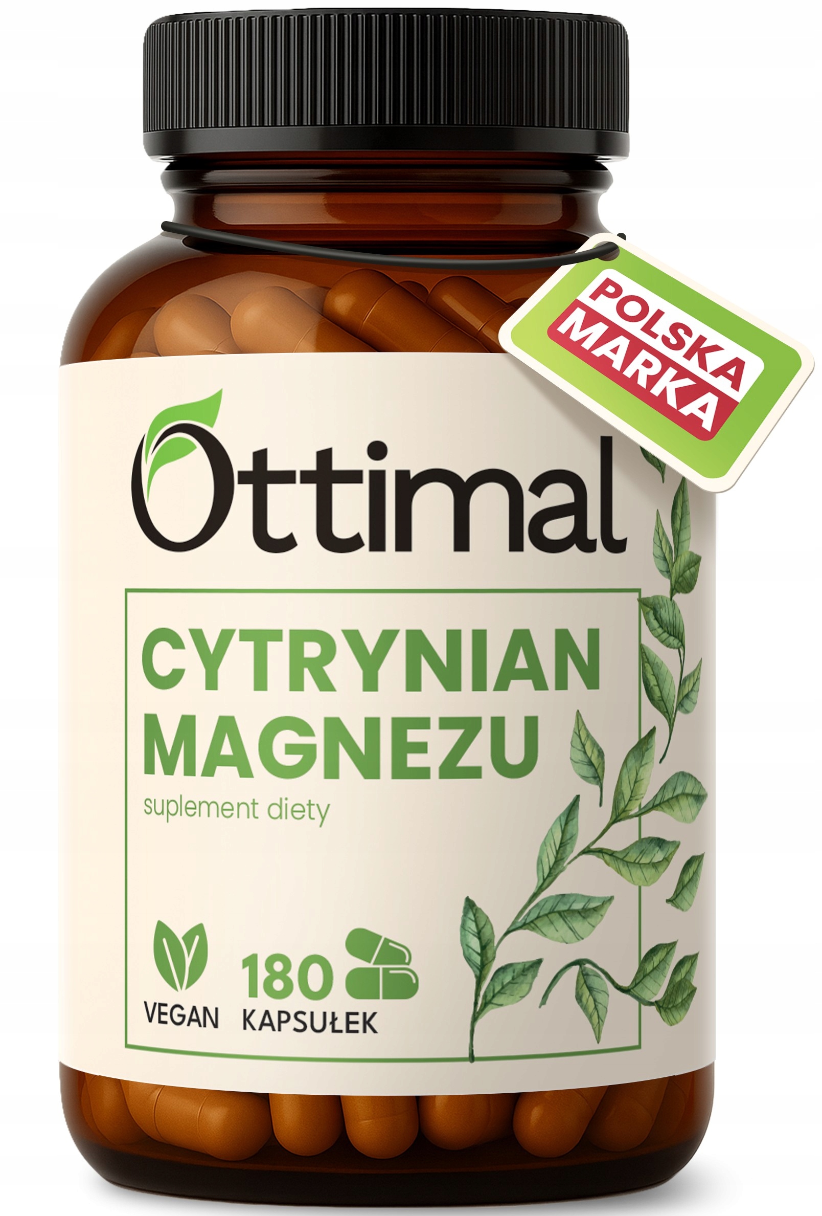 Magnez Cytrynian Magnezu 180 kaps 400mg 107% RWS bez dodatków i wypełniaczy
