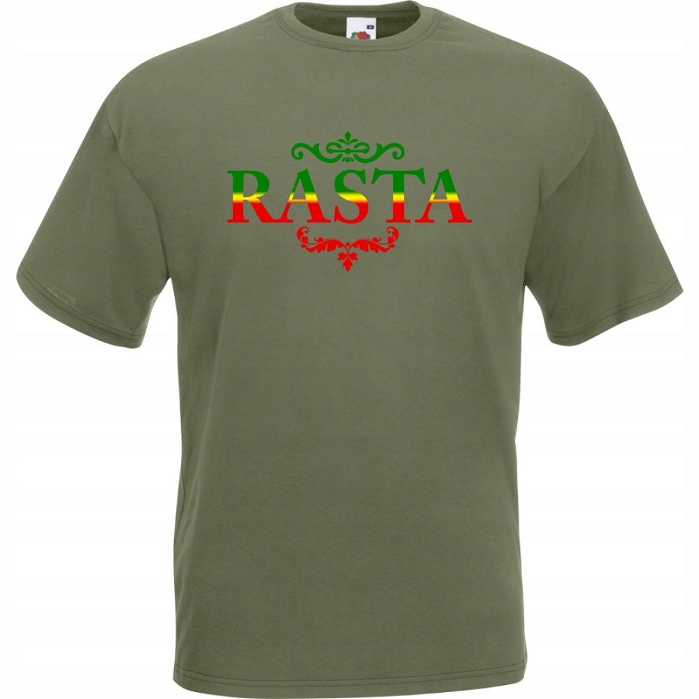 

Koszulka z nadrukiem reggae rasta rastaman S oliwk
