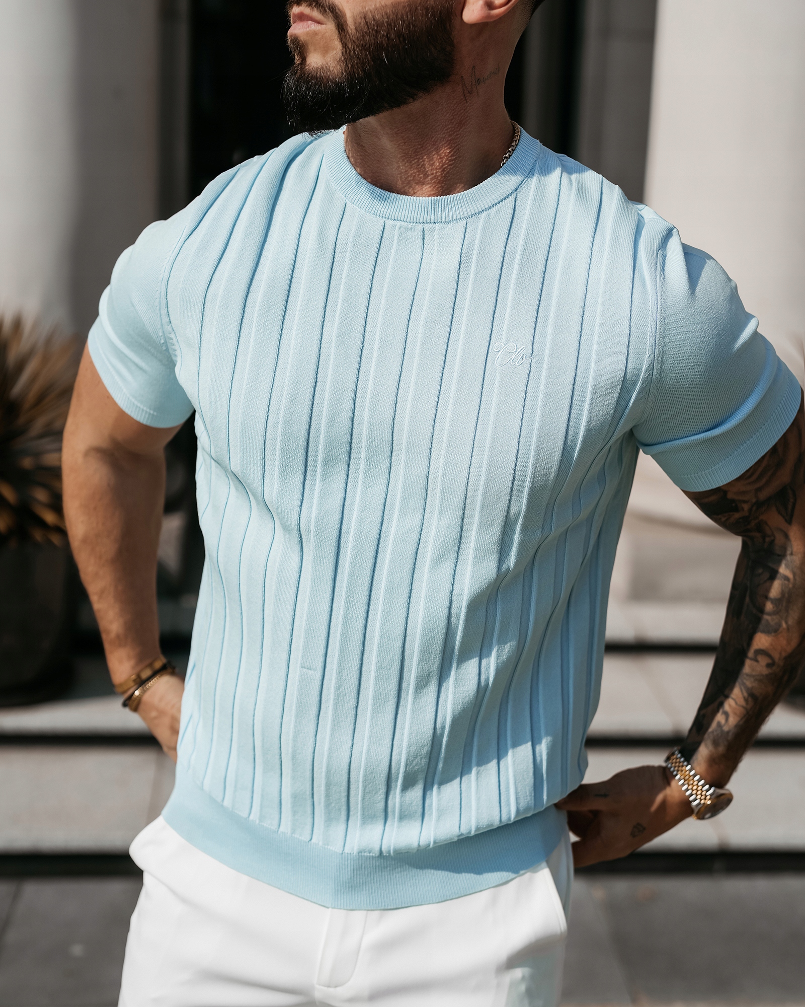 T-shirt męski Olavoga Xae Błękitny M