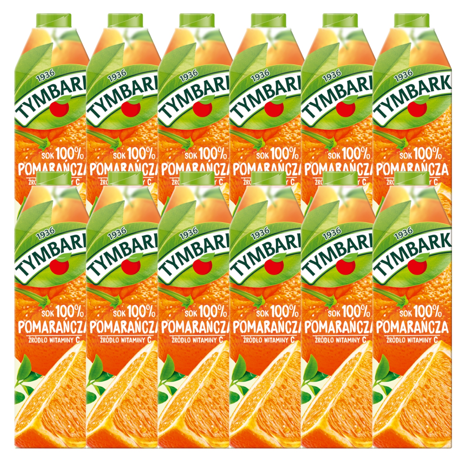 Sok 100% Tymbark Pomarańcza źródło witamin 12x 1l