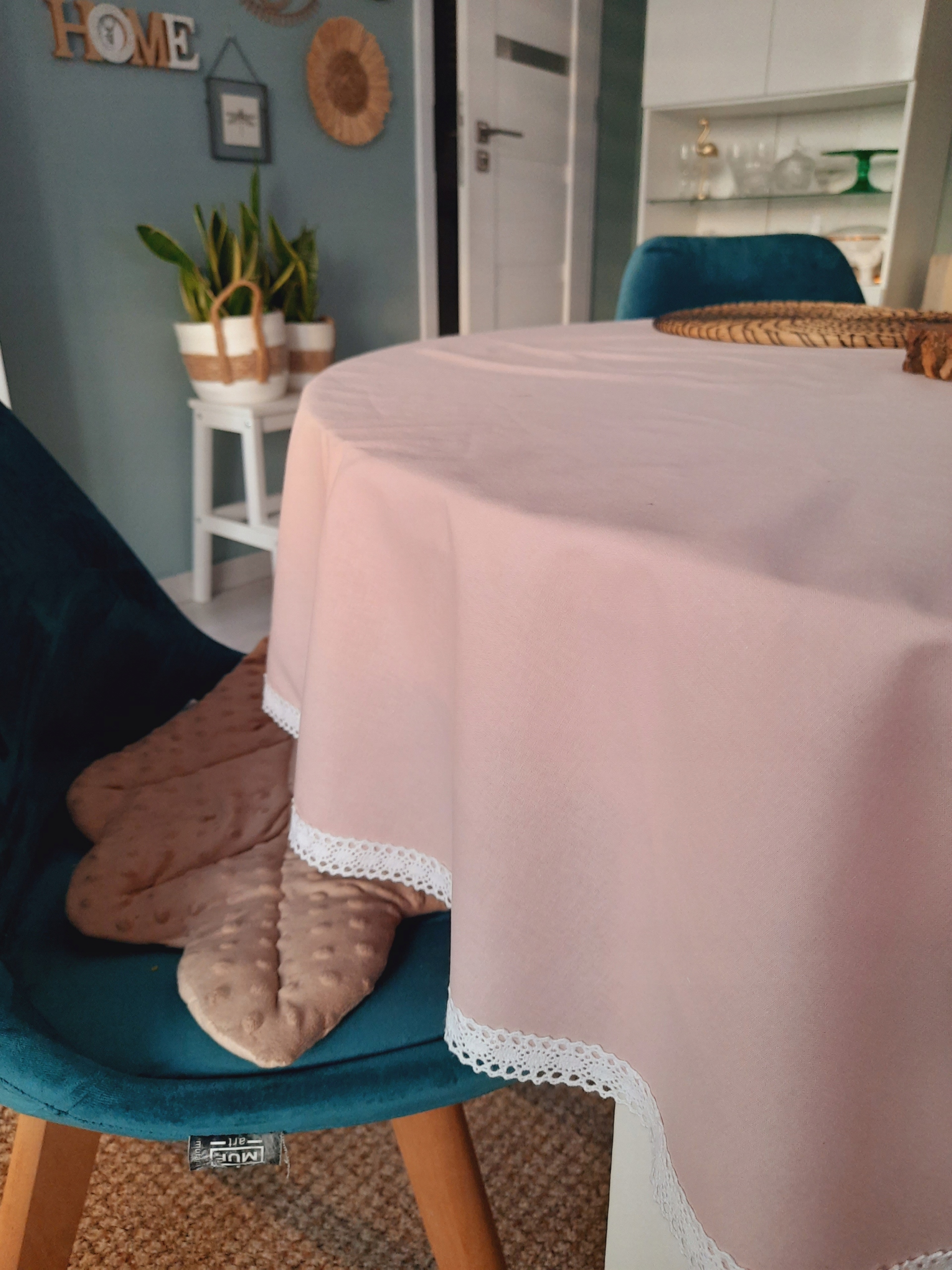 OBRUS BAWEŁNIANY OKRĄGŁY brudny różowy 160 140 120 Typ obrus