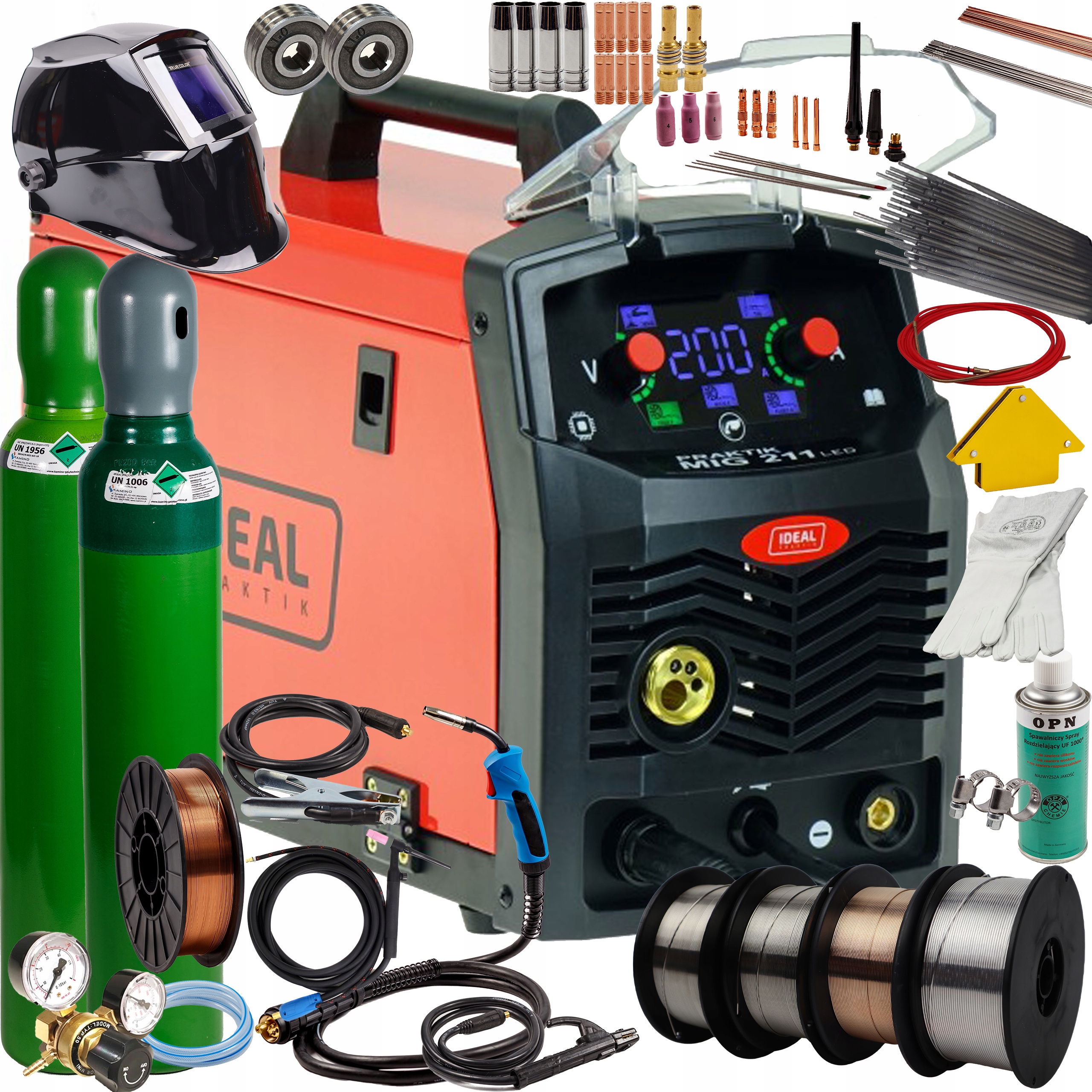 Svařovací stroj Migomat Mig Mma Tig Praktik 211 Synergie Led Ideal Set 2