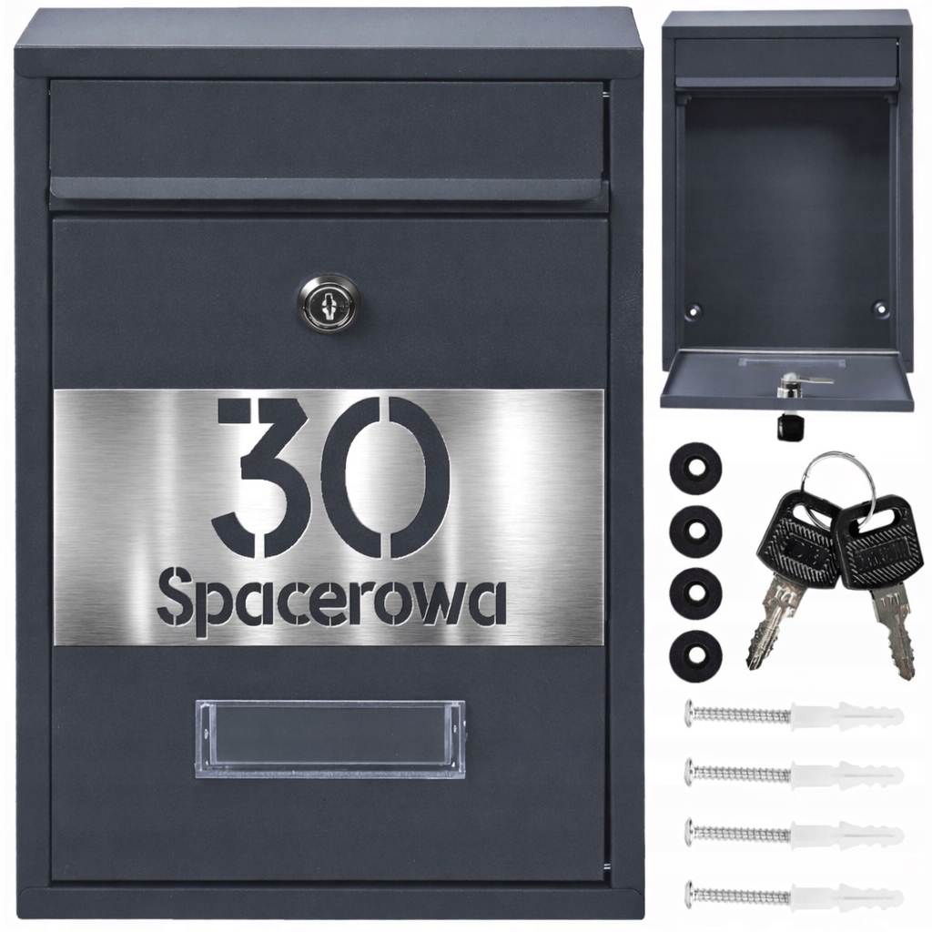 Poštovní schránka s číslem domu a adresou nerezová ocel Cnc vhazovačka