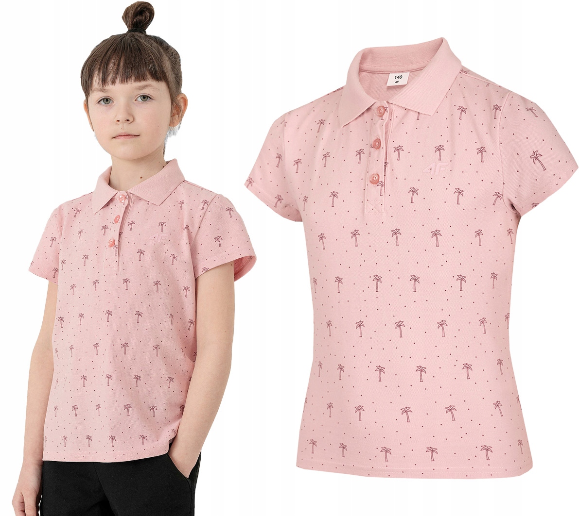 

T-shirt dziewczęcy Polo 4F JTSD004 jasny róż 158.