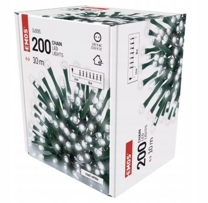 

Lampki Choinkowe Led Łańcuch 200 zimne 10m IP20