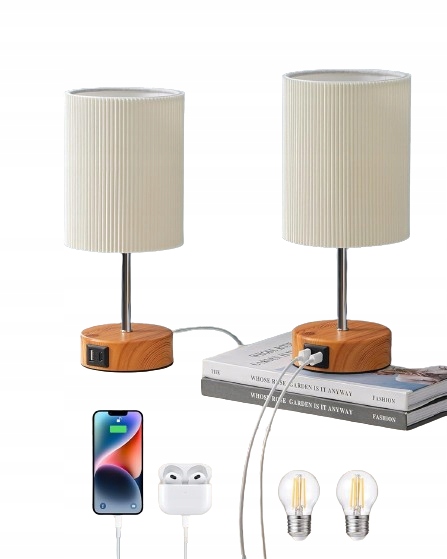 LAMPA LAMPKA LED USB STOŁOWA NOCNA REGULACJA ZESTAW 2 SZTUK + ŻARÓWKI