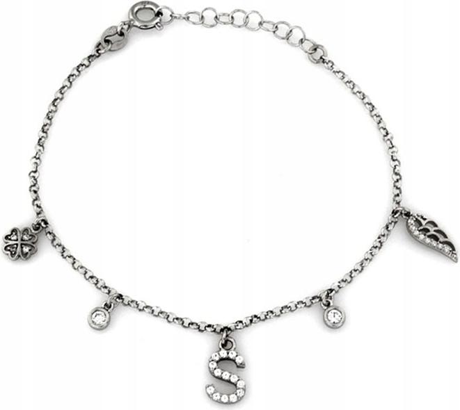 Stříbrný náramek 925 písmenko s srdíčkem s módními přívěsky pro ni