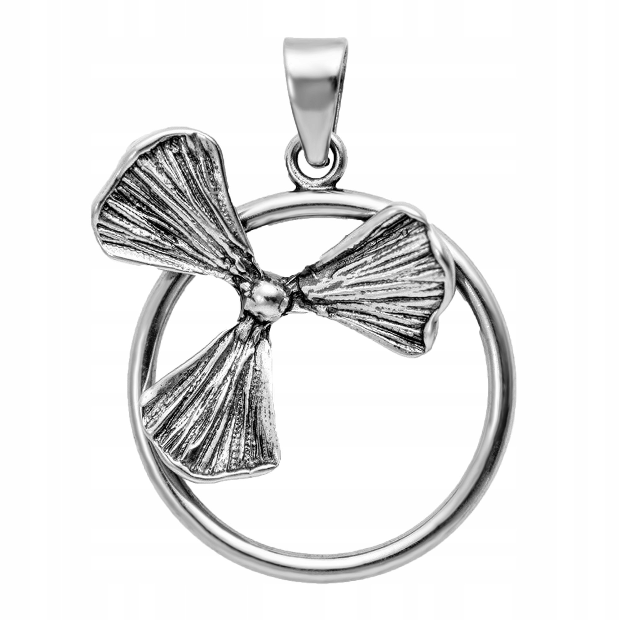 Stříbrný Kulatý Přívěsek S Oxidovanou Květinou, Dámský Přívěsek