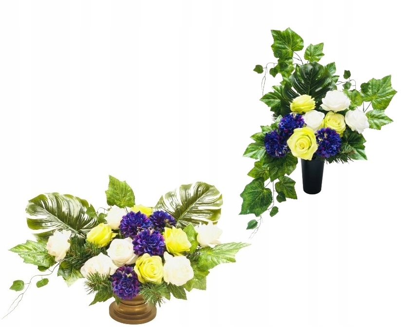 Komplet Kompozice Na Hřbitov umělá kytice květináč náplň do flakonu