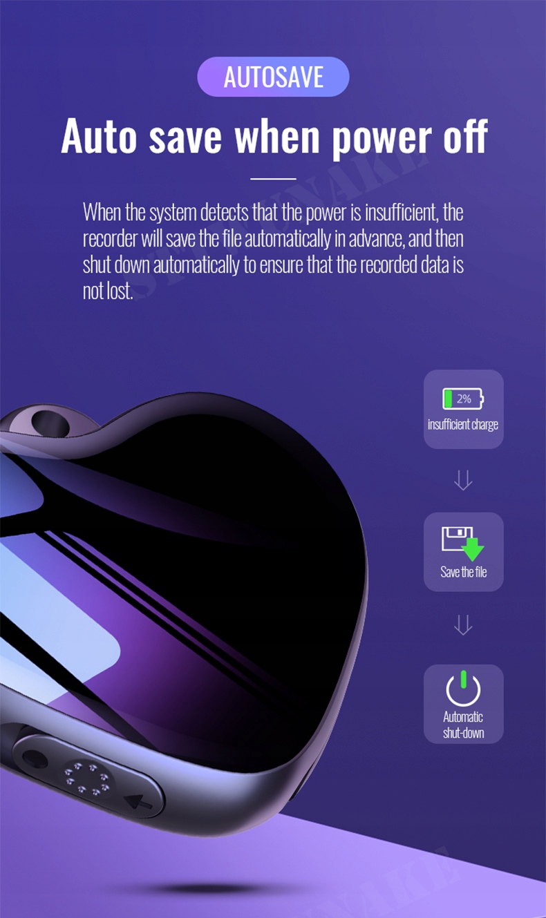 NASZYJNIK MINI DYKTAFON MAŁY PODSŁUCH SZPIEGOWSKI Złącza wyjście słuchawkowe